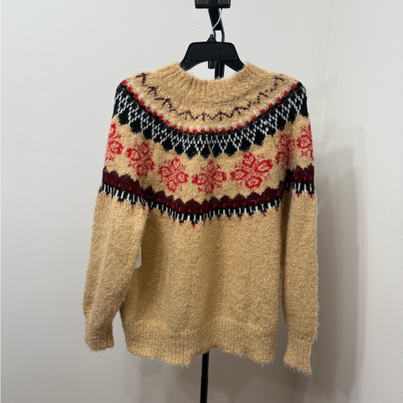 Altar'd State Tan Sweater with Red and Black Accents - Picture 4 of 4